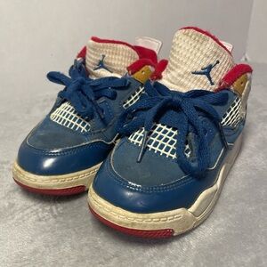 Jordan 4 Retro Messy Room Unisex Toddler Shoes Size 9c Blue Red Preowned